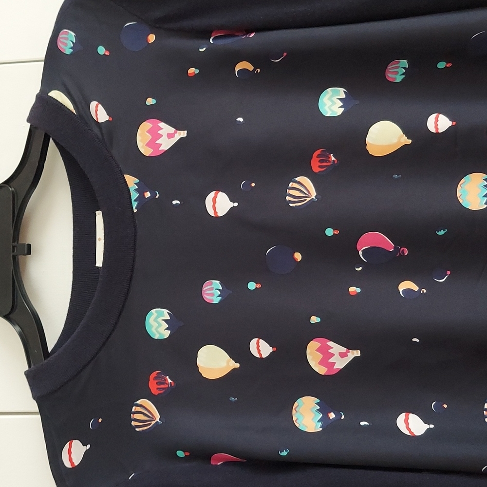 Kate Spade Head in the Clouds Hot Air Balloon Sweater Size Large Blue Multicolor - Picture 2 of 16